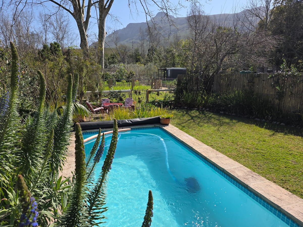 Eden Cottage's private pool with mountain views